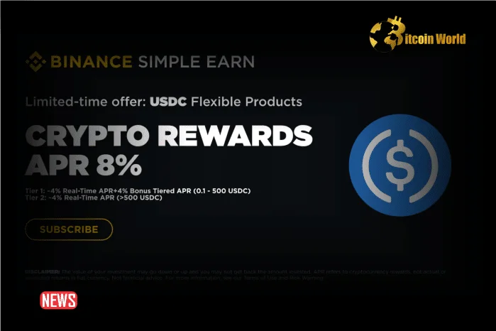 Binance Launches USDC Flexible Products, Offering Users Up to 8% APR Rewards